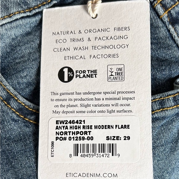 Etica Anthropologie Anya High Rise Modern Flare Cropped Jean Raw Hem Sz 29 NWT - Picture 8 of 8